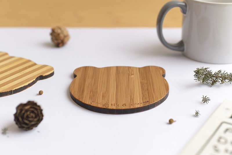 Animal crackers Coaster Series - Bear | Taiwanese producers | unique | handmade gifts | - Coasters - Bamboo Brown