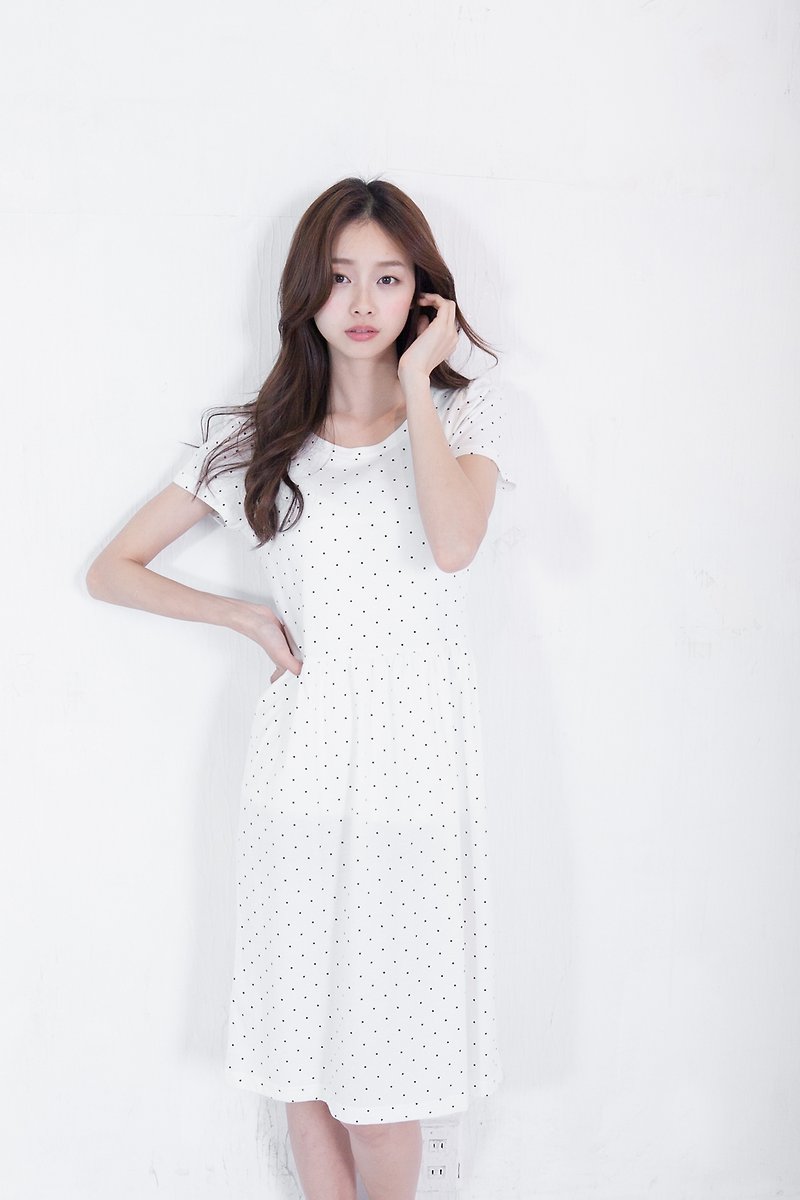 SUMI ● little princess sleeve white dress ● 4SF200_ - ชุดเดรส - ผ้าฝ้าย/ผ้าลินิน ขาว
