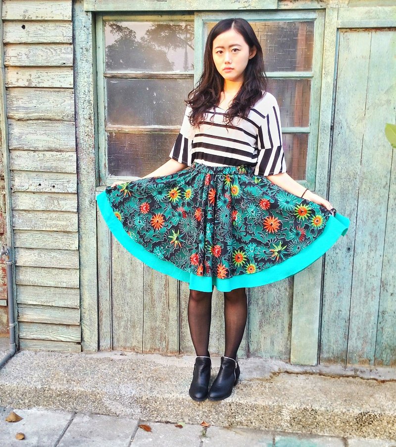 Beautiful gesture _ green flowers Yuanqun (the last one) - Skirts - Cotton & Hemp Green