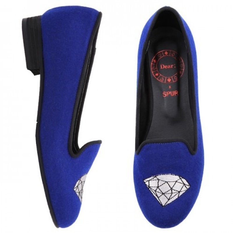 【秋冬鞋款】SPUR 可愛圖案繡平底鞋 FF5200 DIAMOND - 女款運動鞋/波鞋 - 其他材質 藍色
