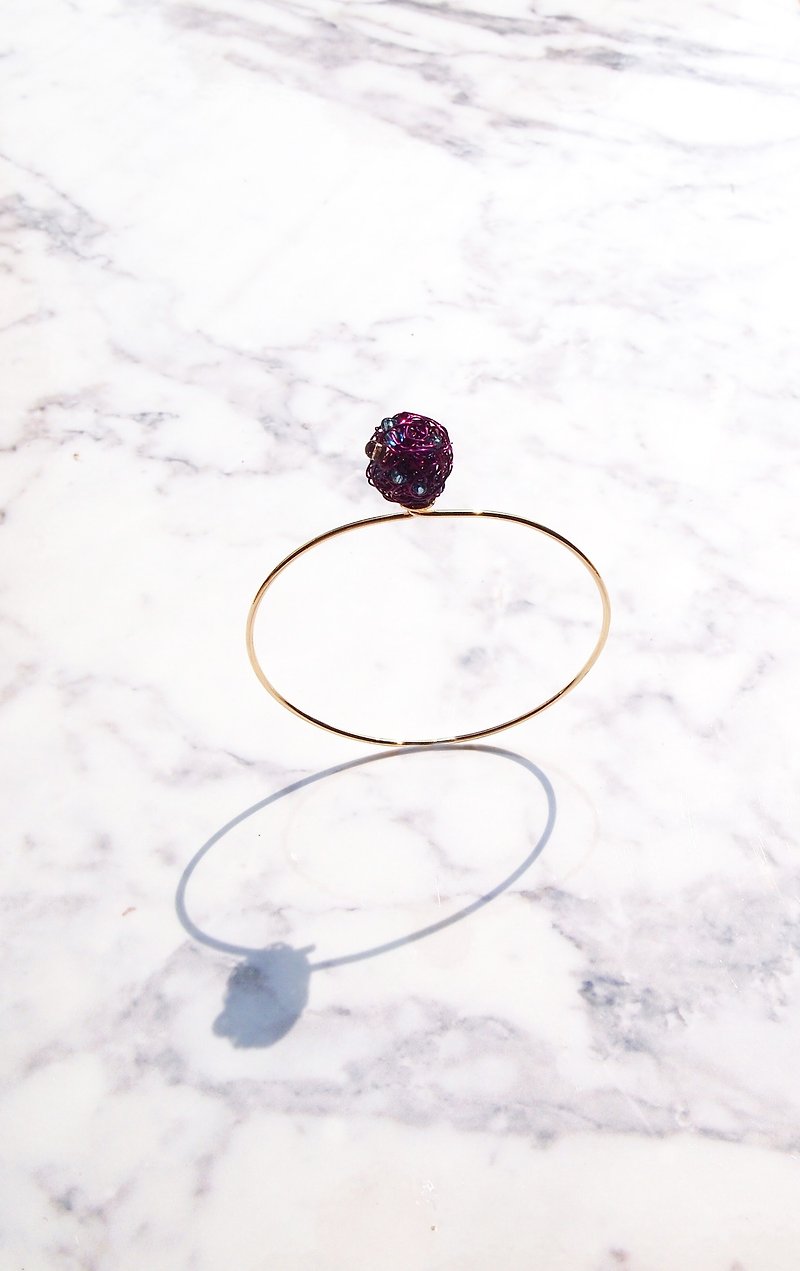 Custom round series of wonderful hand-made Bronze wire braid French romantic purple ball bronze bracelet - Bracelets - Other Materials Purple