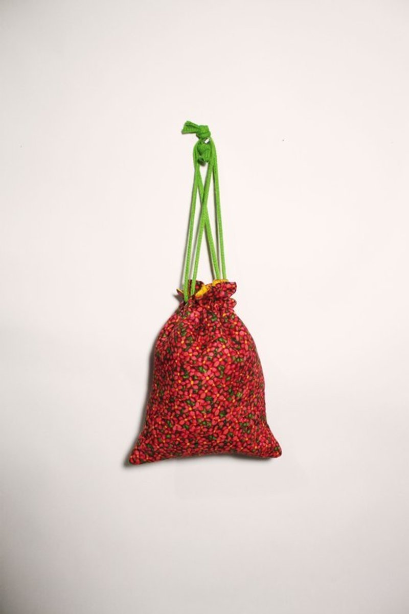 [CURLY CURLY] small red / Polaroid Shop cotton pouch - Drawstring Bags - Other Materials Red