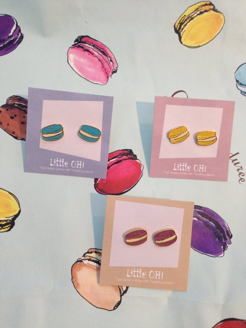 Macaron Handmade earrings - ต่างหู - โลหะ สีเหลือง