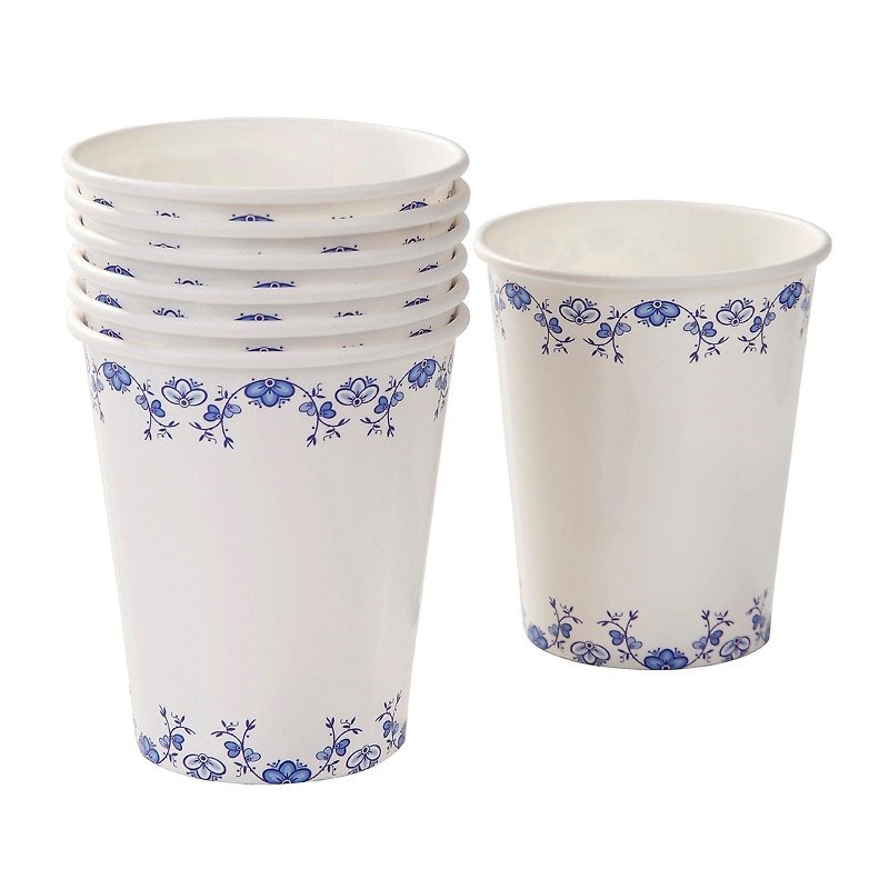 Classical celadon style paper cups British Talking Tables party supplies - ถ้วย - กระดาษ สีน้ำเงิน