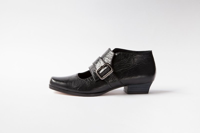 ZOODY / soil / handmade shoes / flat front removable shoes / black - รองเท้าบัลเลต์ - หนังแท้ สีดำ