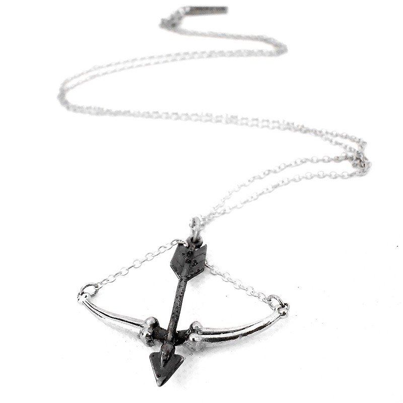 Zodiac pendant Archer bone for Sagittarius in white bronze and oxidized antique color ,Rocker jewelry ,Skull jewelry,Biker jewelry - สร้อยคอ - โลหะ 