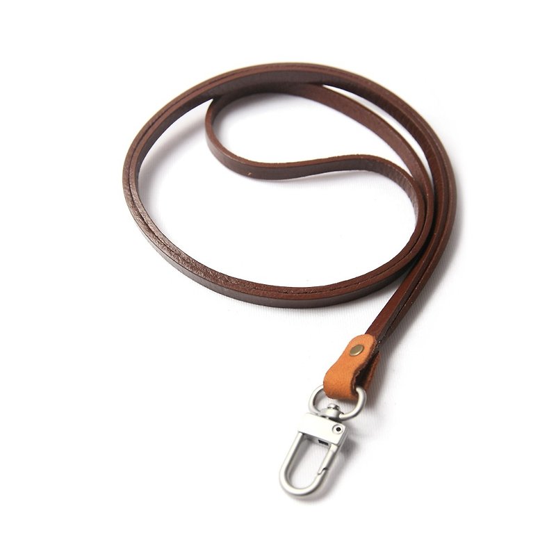 【icleaXbag】Leather Leash  ( standard  for card holder ) DG07 - เชือก/สายคล้อง - หนังแท้ สีนำ้ตาล