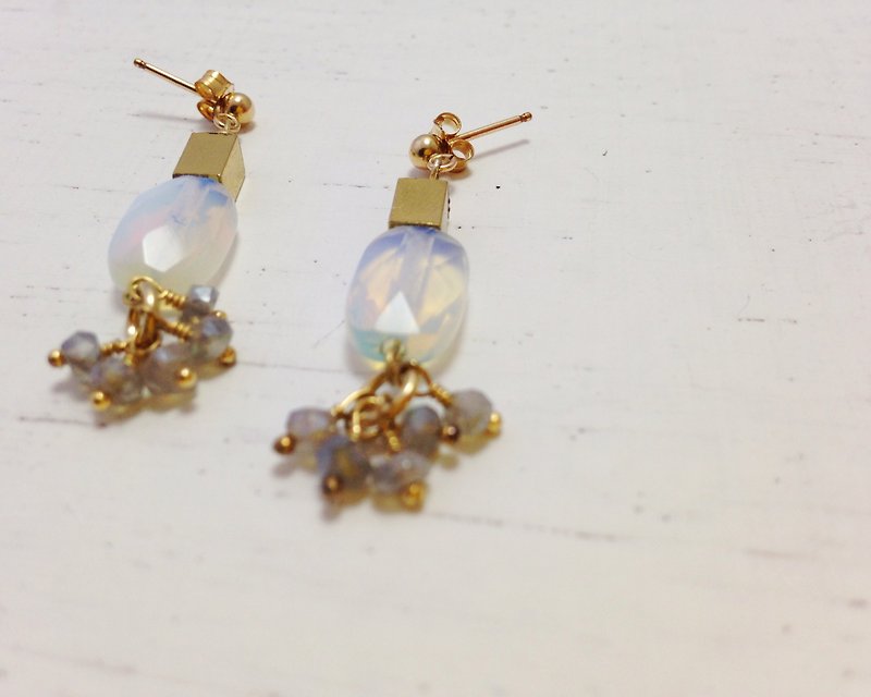together /. Together. Earring Style I (clip-on can be changed) - Earrings & Clip-ons - Gemstone White