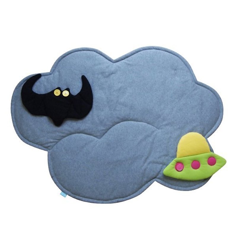 It’s Time To Sleep cloud blanket_bat and spaceship - เครื่องนอน - ผ้าฝ้าย/ผ้าลินิน สีเทา