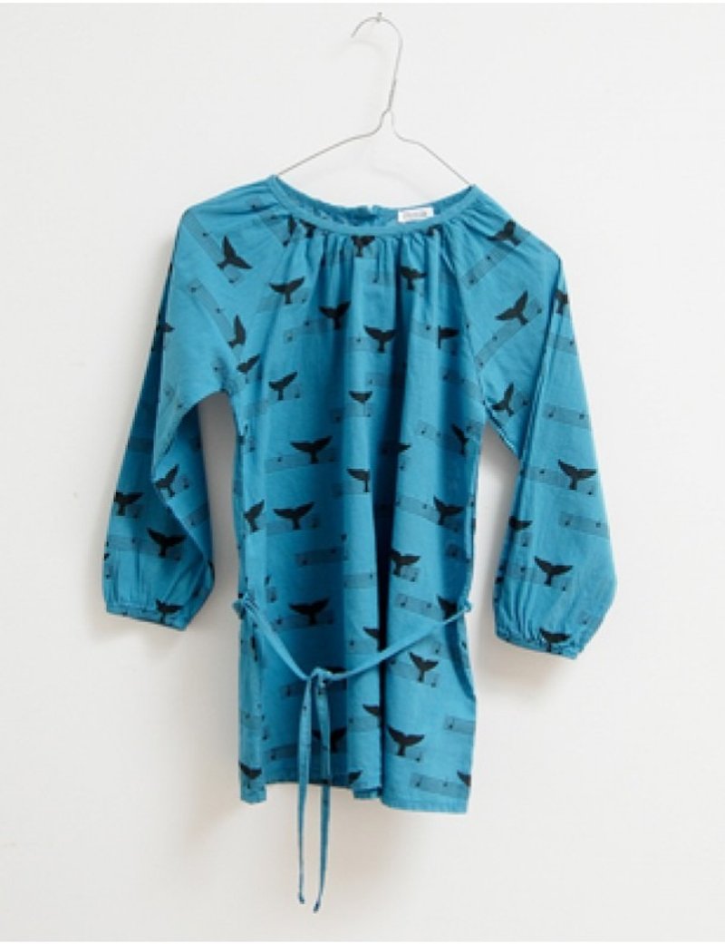 2014 autumn and winter picnik blue stave long shirt top - อื่นๆ - ผ้าฝ้าย/ผ้าลินิน สีน้ำเงิน