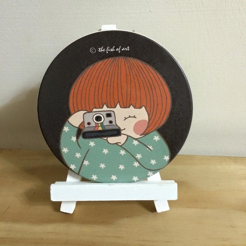 Hey, an illustration ceramic absorbent coaster--A0005 - Coasters - Other Materials Multicolor