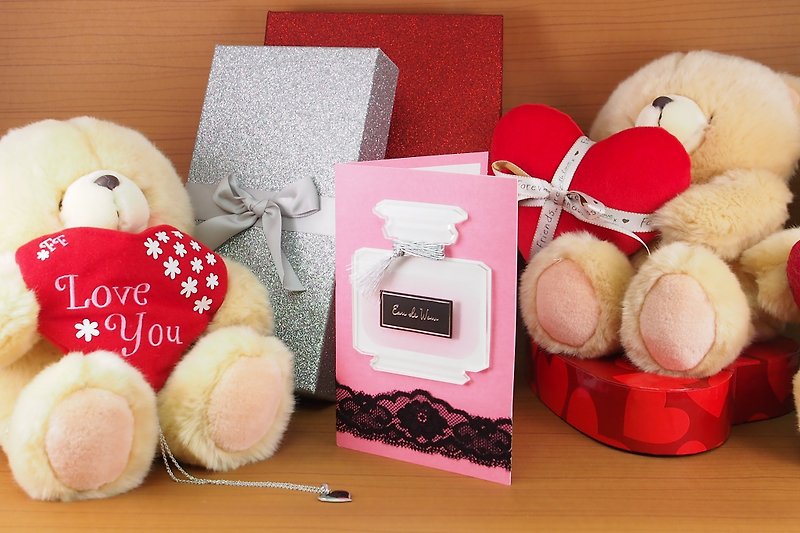 Like you fragrant with perfume I love you | US Valentine card love heart love | - Cards & Postcards - Paper Pink