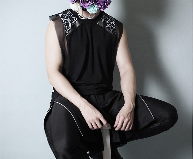 台湾のデザイナーズブランド メンズ オリジナル アヴァンギャルド デザイン 人気のジッパー メンズ スポーツスタイル ショーツ カジュアル ショーツ ブラック ショップ X パンツ メンズ Pinkoi