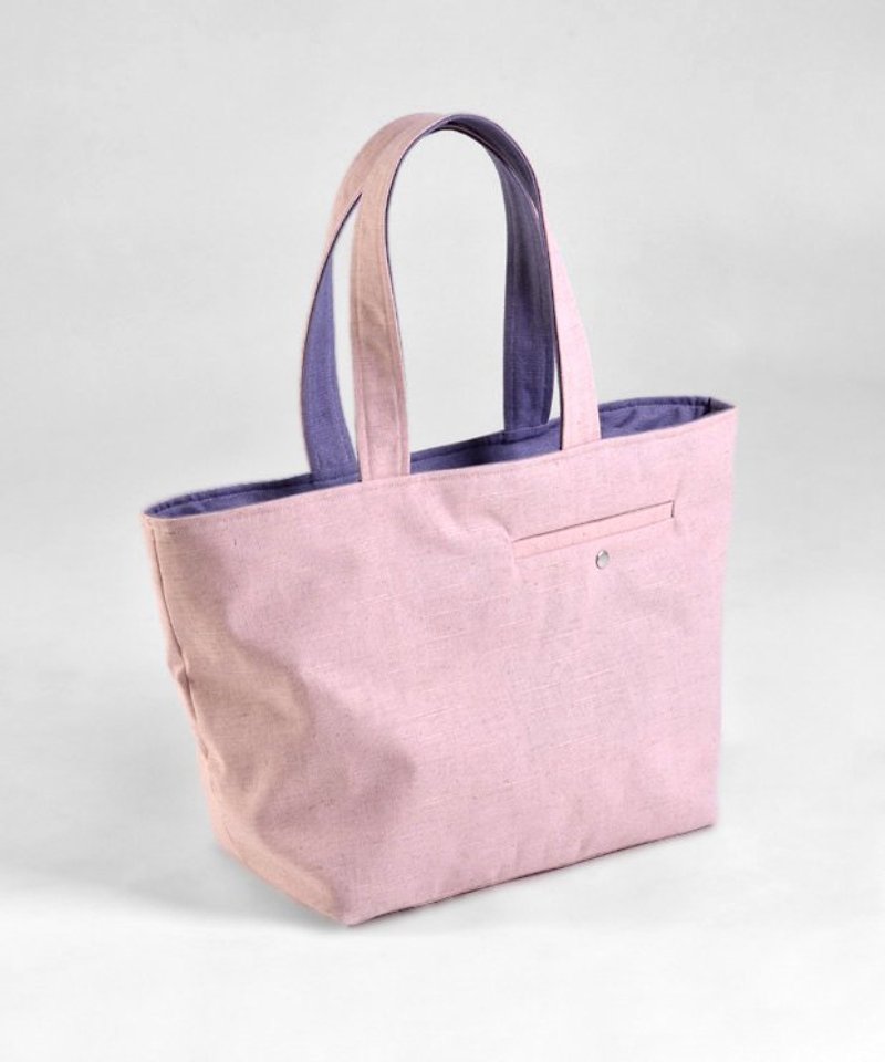 haute couture系列-裁縫口袋托特包-粉紅色 - 側背包/斜孭袋 - 棉．麻 粉紅色