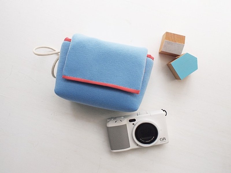 hairmo. Plain personality simple portable zipper camera bag-water blue (monocular/like monocular/DC) - กระเป๋ากล้อง - ผ้าฝ้าย/ผ้าลินิน สีน้ำเงิน