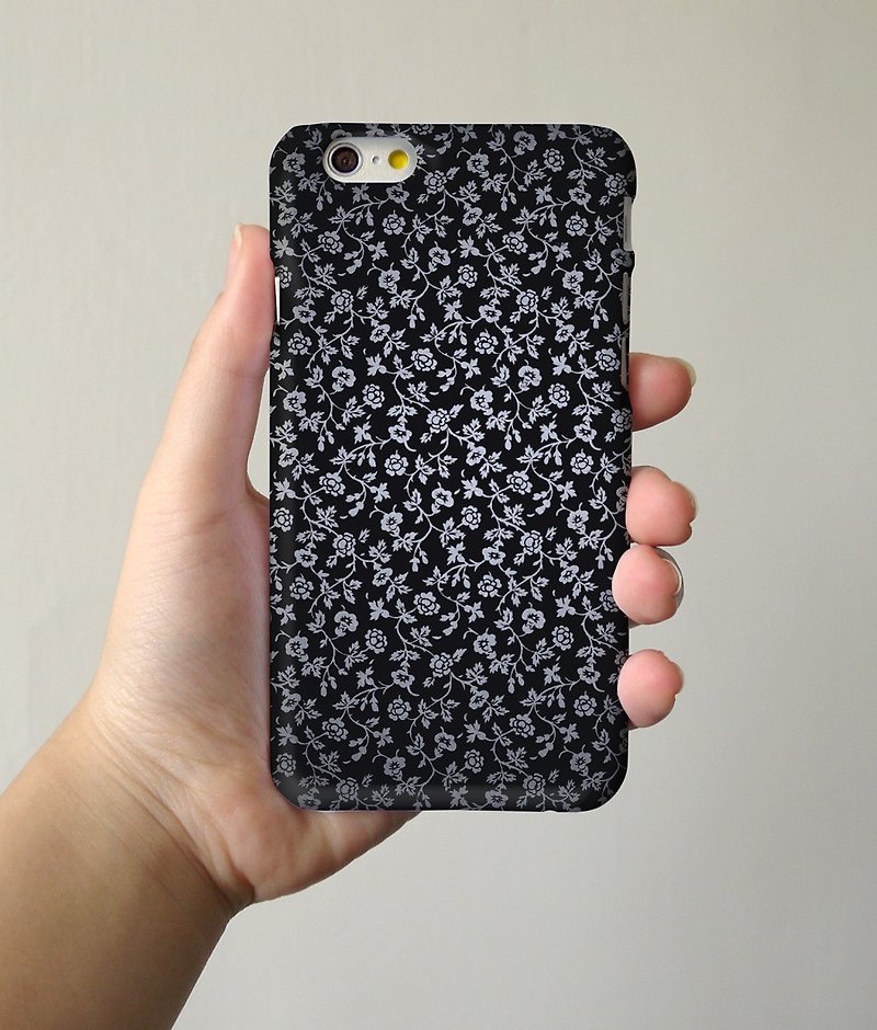Black floral 35 3D Full Wrap Phone Case, available for  iPhone 7, iPhone 7 Plus, iPhone 6s, iPhone 6s Plus, iPhone 5/5s, iPhone 5c, iPhone 4/4s, Samsung Galaxy S7, S7 Edge, S6 Edge Plus, S6, S6 Edge, S5 S4 S3  Samsung Galaxy Note 5, Note 4, Note 3,  Note 2 - Other - Plastic 