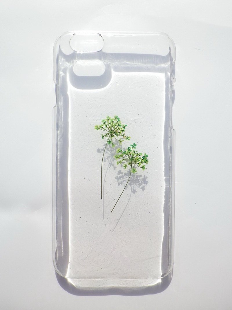 Pressed flowers phone case, handmade phone case, Green lace - Phone Cases - Plastic Green