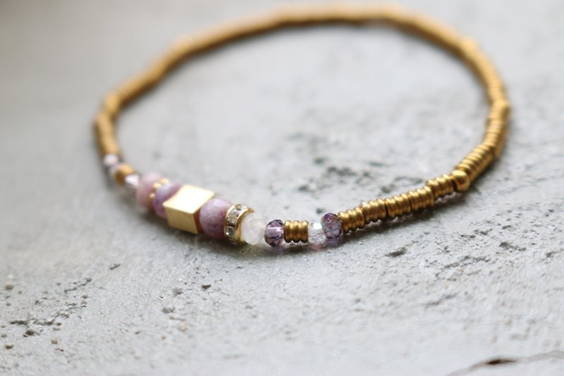< ☞ HAND IN HAND ☜ > Zixing stone - block Su bracelet (0306) - Bracelets - Gemstone Purple