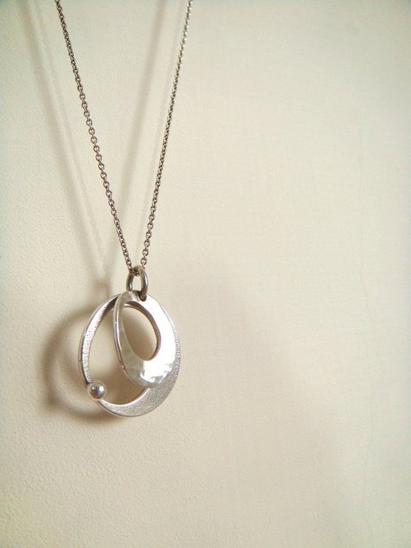 StUdio [2] circle silver necklace - สร้อยคอ - โลหะ ขาว
