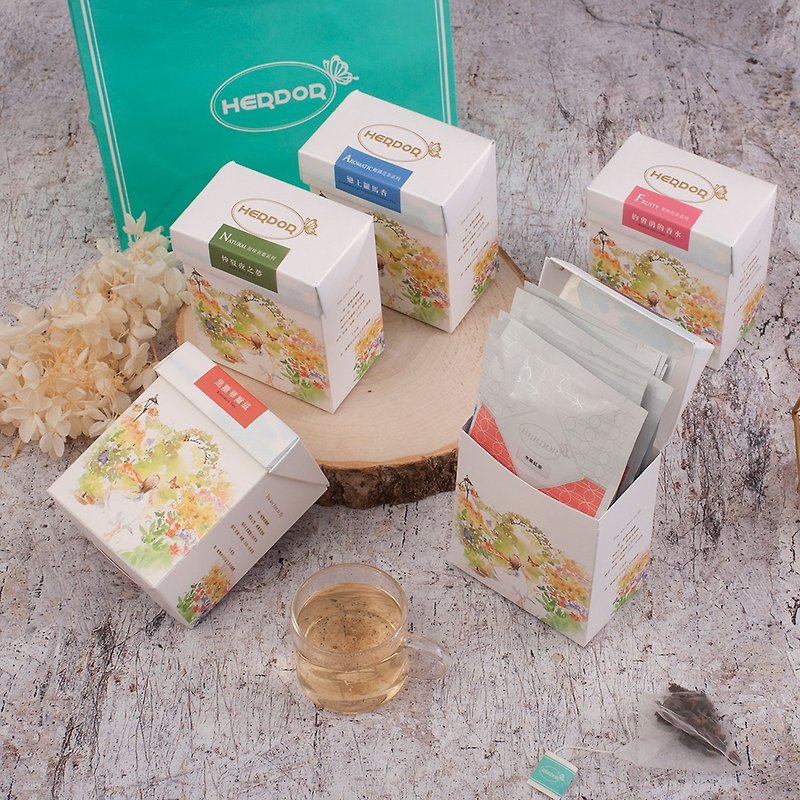 [12% off] 5-box herbal tea set/triangular tea bag/multiple flavors for gift giving - ชา - วัสดุอื่นๆ สึชมพู