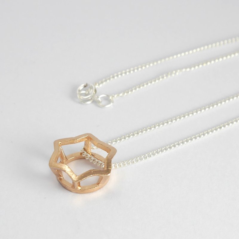 STAR NECKLACE - PINK GOLD PLATED on Sterling silver. - 項鍊 - 其他金屬 金色