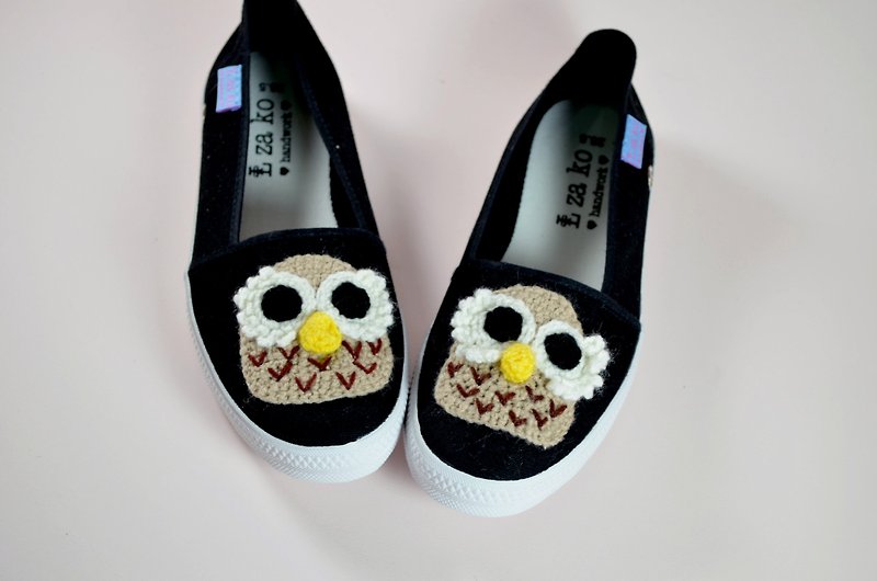 L-zako hand made casual lazy loafers Owl paragraph * (non-woven paragraph) - Women's Casual Shoes - Cotton & Hemp 