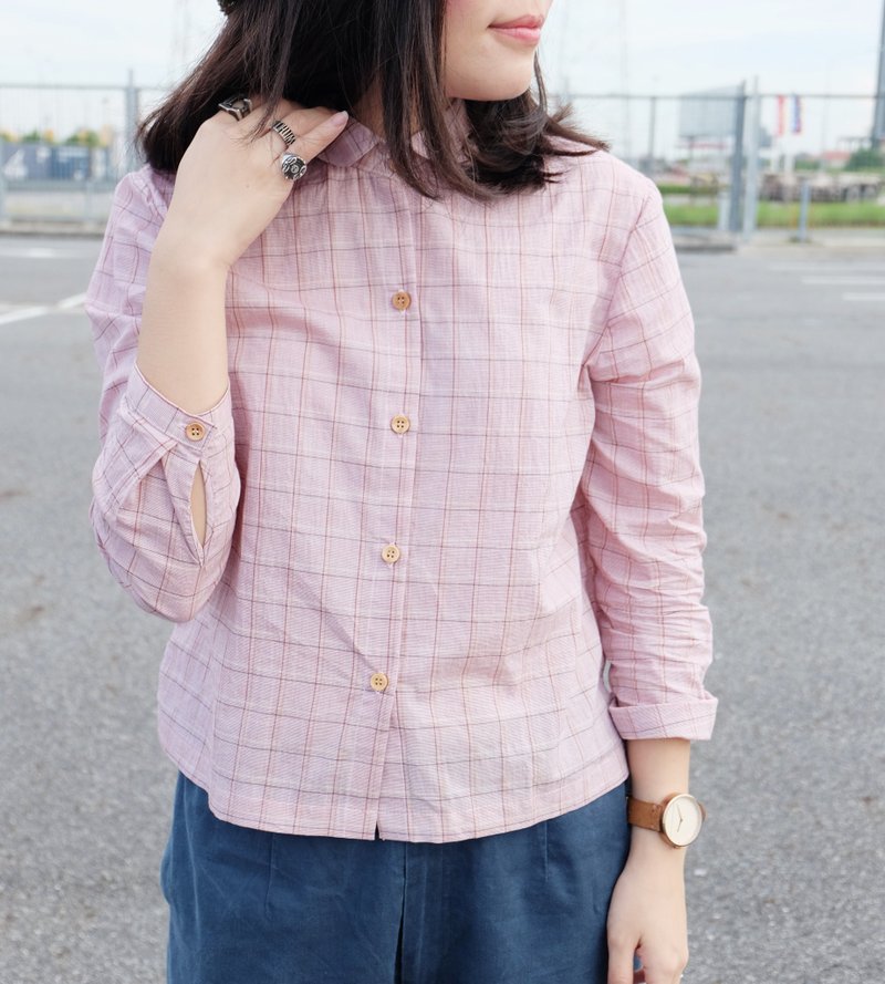 Peter Pan Shirt: Square pattern - Women's Shirts - Other Materials Pink