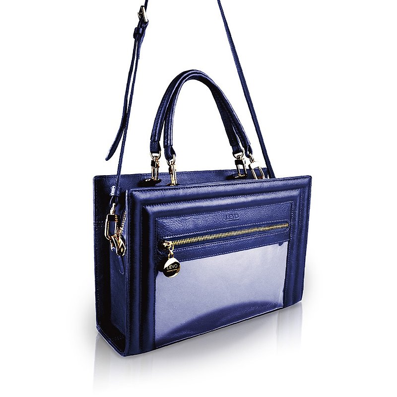 【LIEVO】SHOW - Leather dual-purpose carry-on bag_Midnight blue (customized laser engraving - Handbags & Totes - Genuine Leather Blue