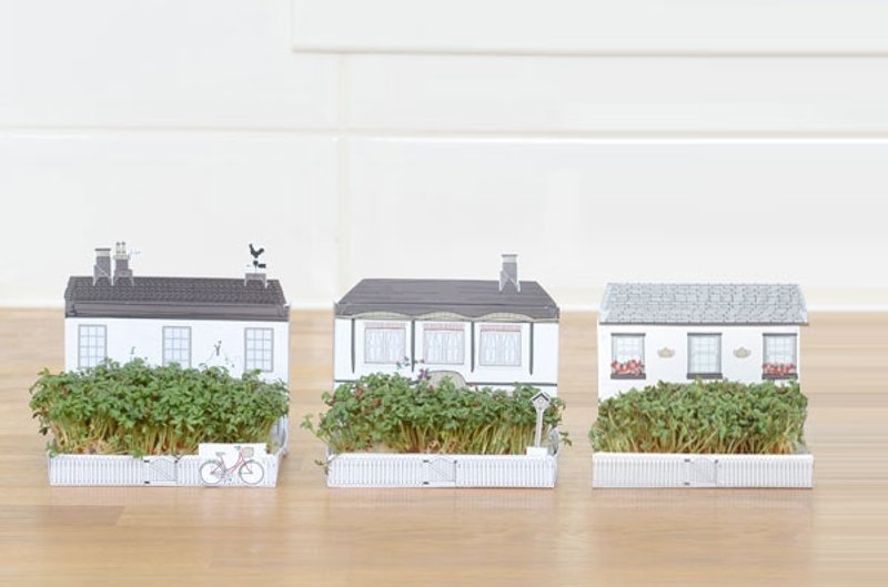 火柴盒花園－鄉村小屋組合 - 卡片/明信片 - 紙 綠色