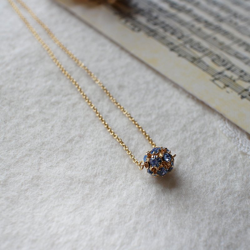 EF Golden Years NO.118 blue diamond ball necklace - Necklaces - Other Materials Gold
