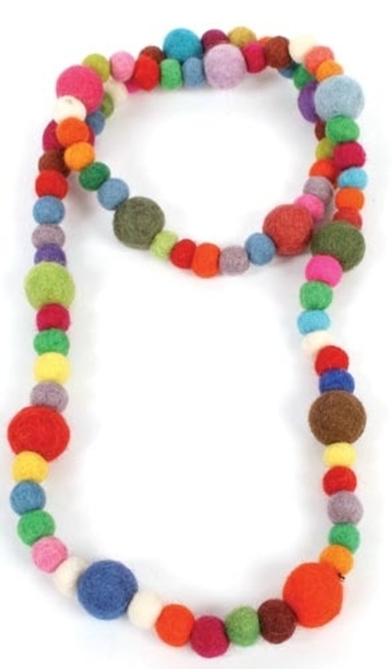 Felt necklace 羊毛球項鏈 - Necklaces - Wool 