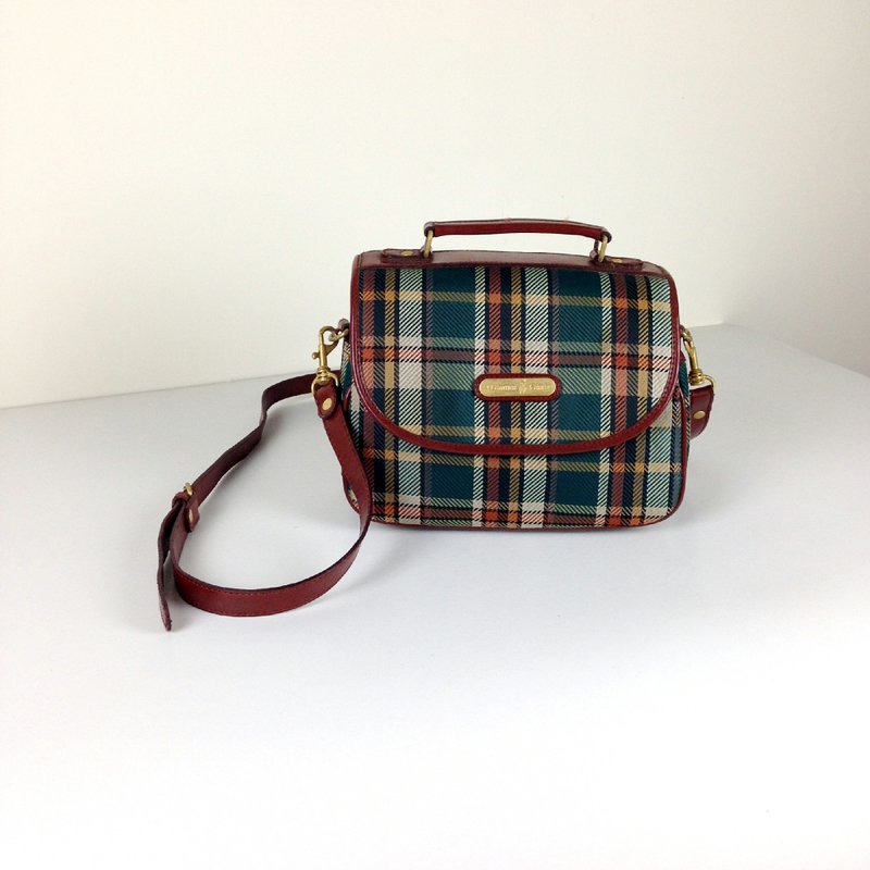 Priceless knew │ │ Green Plaid bag VINTAGE / MOD'S - กระเป๋าแมสเซนเจอร์ - วัสดุอื่นๆ 