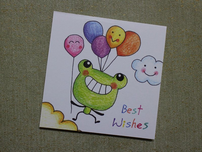 Little Card_Birthday Card/Universal Card (Frog Balloon) - Cards & Postcards - Paper 