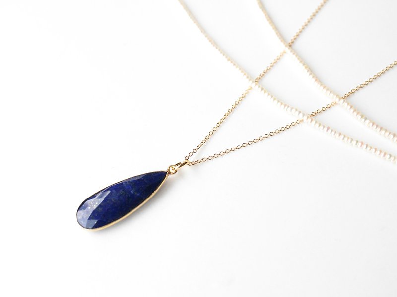 Journal deep sea / lapis lazuli, sterling silver necklaces - สร้อยคอ - เครื่องเพชรพลอย สีน้ำเงิน