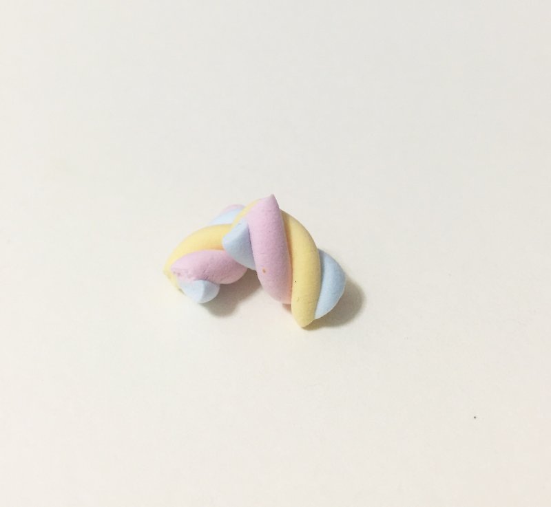 棉花糖耳環組(粉黃藍配色)(兩個一組)(可改耳夾式) - 耳環/耳夾 - 黏土 多色