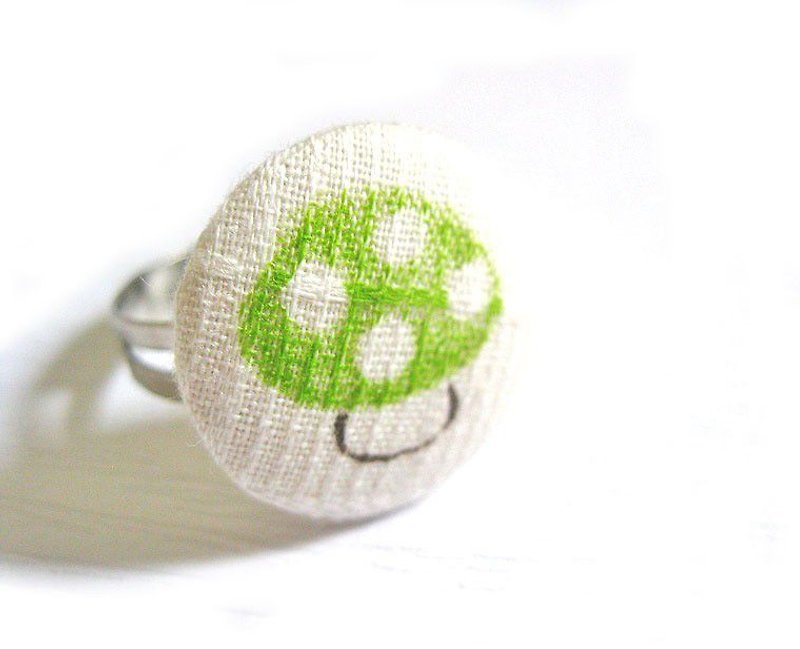 Hand-made cloth buttons green ring mushrooms - General Rings - Other Materials 