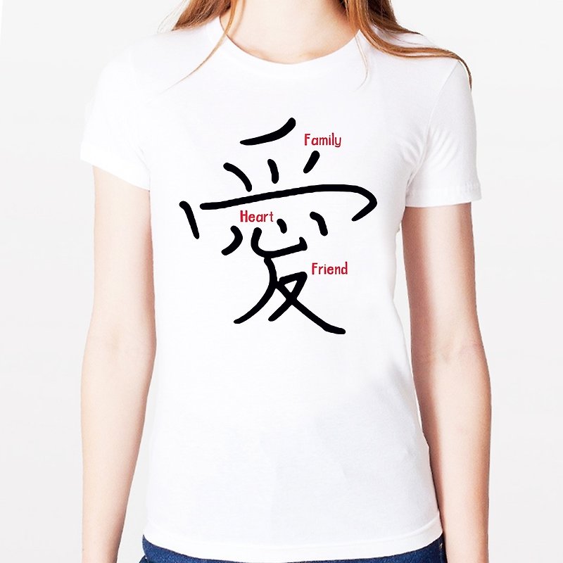 Chinese Symbol For Love Girls Short Sleeve T-shirt-2 Colors The Meaning of Love Wenqing Design Text Chinese Chinese Characters - Women's T-Shirts - Other Materials Multicolor