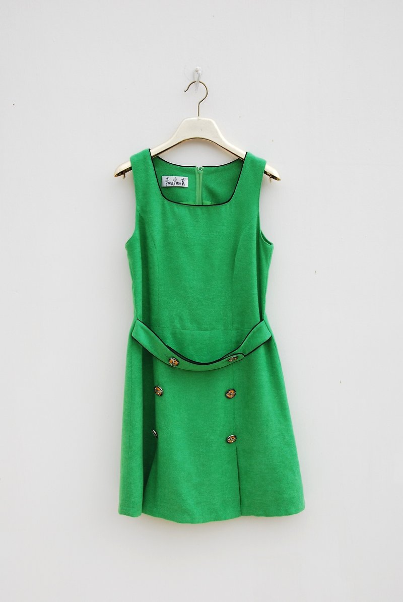 Vintage thick material sleeveless dress - ชุดเดรส - วัสดุอื่นๆ 