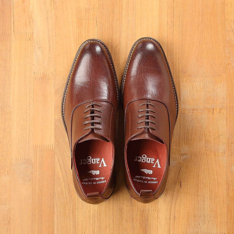 Vanger elegant and beautiful ‧ classic and elegant Oxford shoes Va182 texture coffee made in Taiwan - รองเท้าอ็อกฟอร์ดผู้ชาย - หนังแท้ สีนำ้ตาล