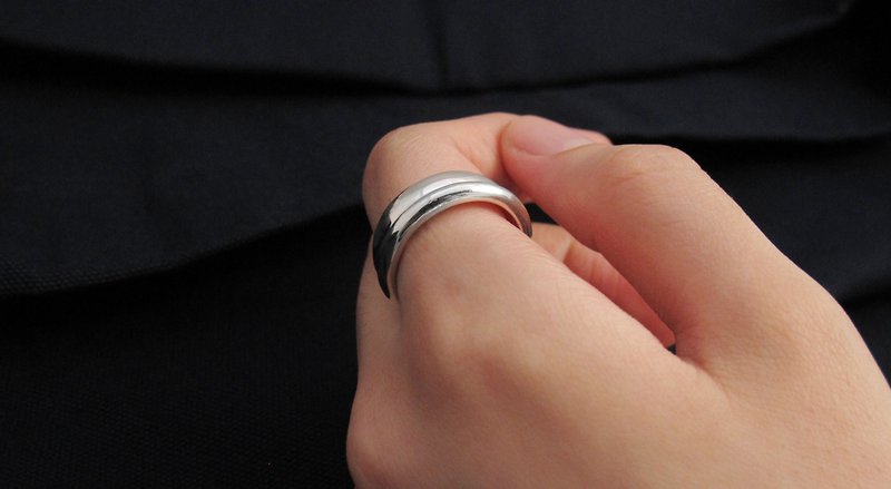 訂製戒指-造型戒 B-Ring 925 純銀戒指-64DESIGN - 戒指 - 其他金屬 銀色
