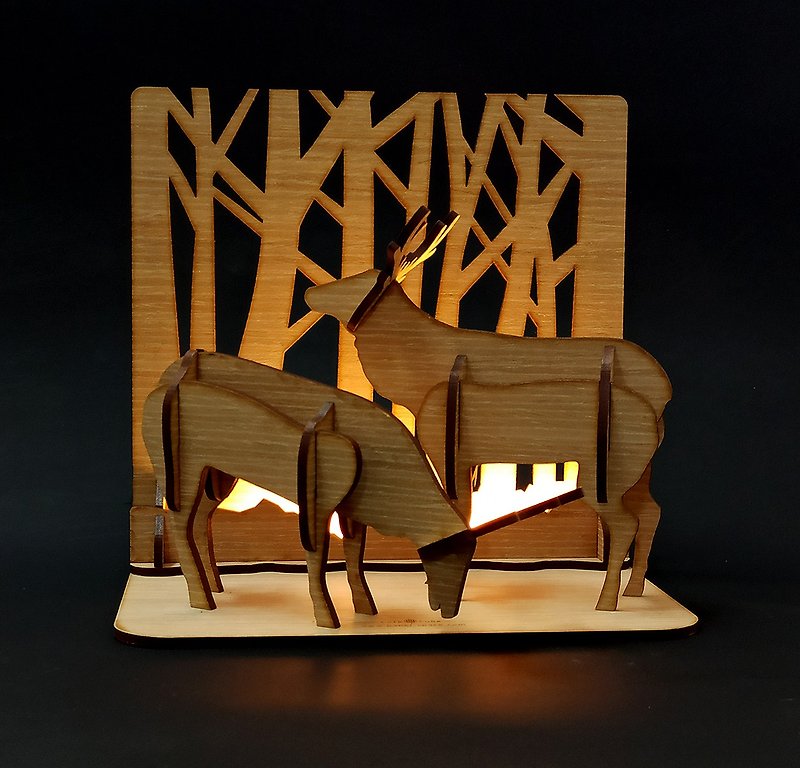 Valentine's Day Gift/Nordic Forest LED Light.Exchange Gift Christmas Gift - Lighting - Wood Gold