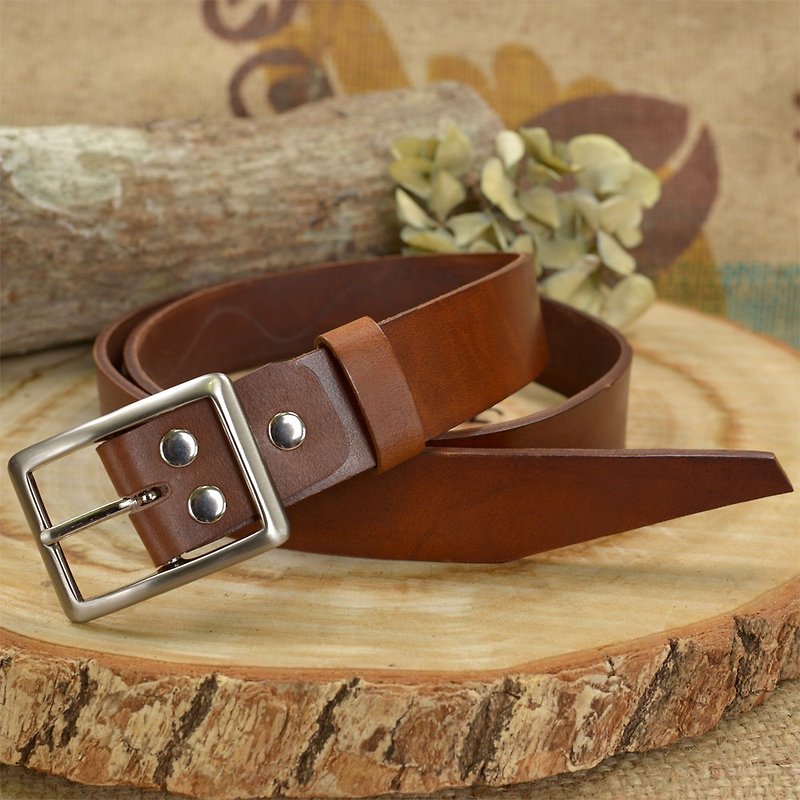 [DOZI leather hand-made] thick cut cowboy belts, thickness of 4mm, belt width can be made 4cm and 3.5cm. Color is black, brown - Other - Genuine Leather Black