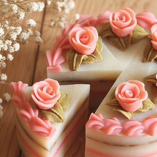 Pink Rose Sandwich Cream 4 Inch Cake Soap-Custom
