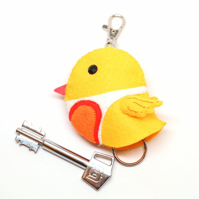 [Bird bib pocket] Valentine's yellow heart concentric bird key bag - ที่ห้อยกุญแจ - วัสดุอื่นๆ สีน้ำเงิน