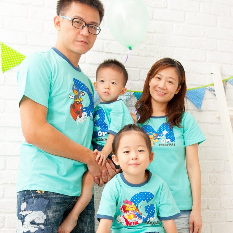 【尋寶大冒險(小朋友)】親子裝/男童裝/短袖T-shirt - 親子裝 - 棉．麻 藍色