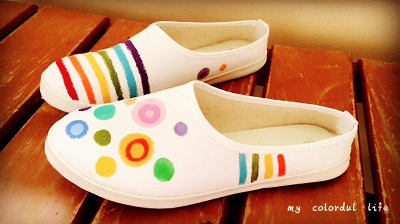 Summer Walking hand-painted shoes | Canvas shoes | Slippers | - รองเท้าลำลองผู้หญิง - วัสดุอื่นๆ หลากหลายสี