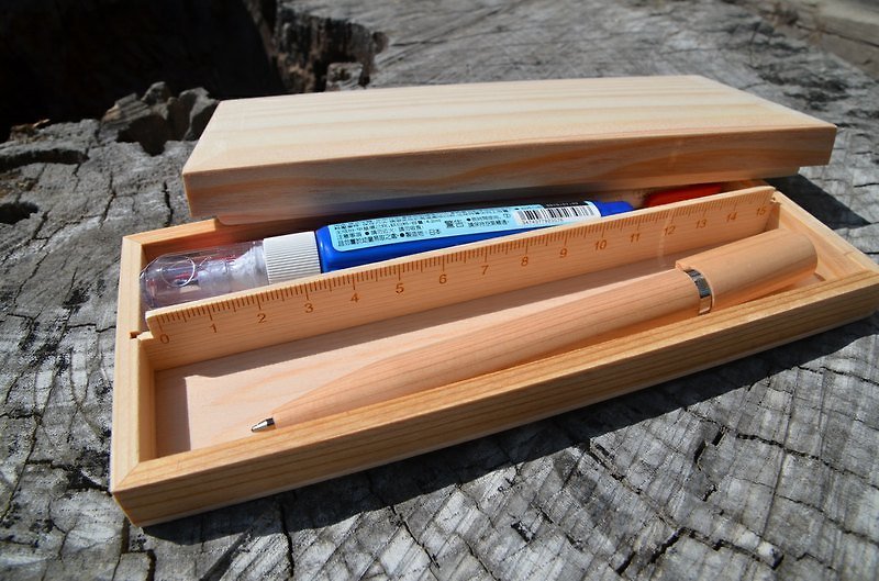 Cypress pencil case, solid wood pencil case - กล่องดินสอ/ถุงดินสอ - ไม้ สีทอง