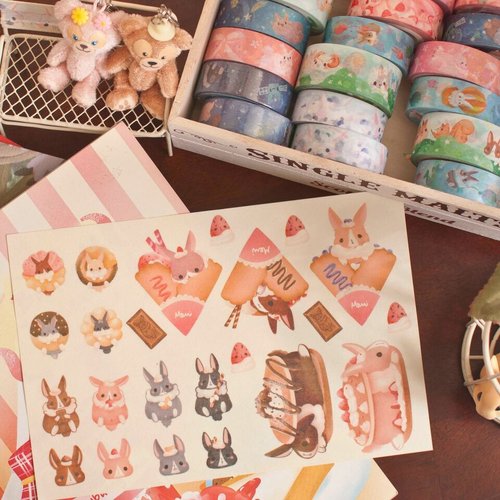和紙ステッカー＊デザート兎