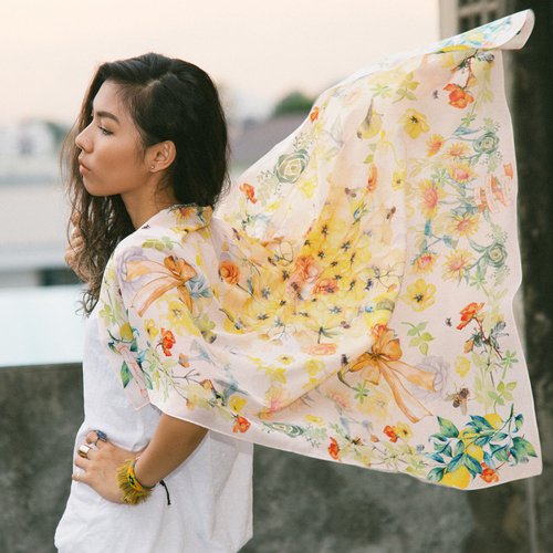 The Classic flower collection- Vivid Yellow Colour - Sunflower Scarf