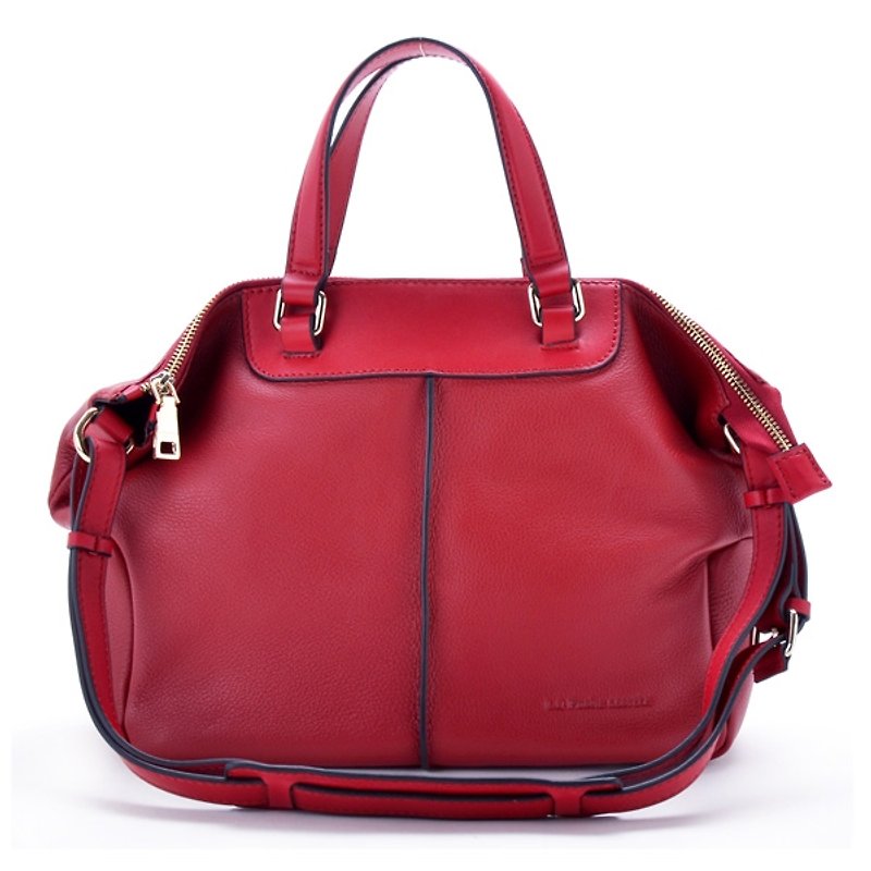 * LaPoche Secrete: city girl Fold bag minimalist leather - natural leather charm red -pinkoi Member - กระเป๋าถือ - หนังแท้ 